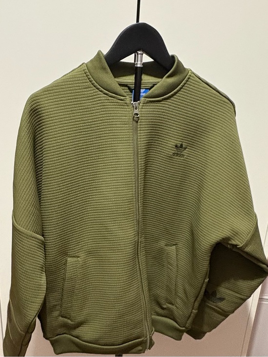 adidas Jackets & Blazers - adidas Olive Zip-Up Ribbed Womens Sweater Jacket M